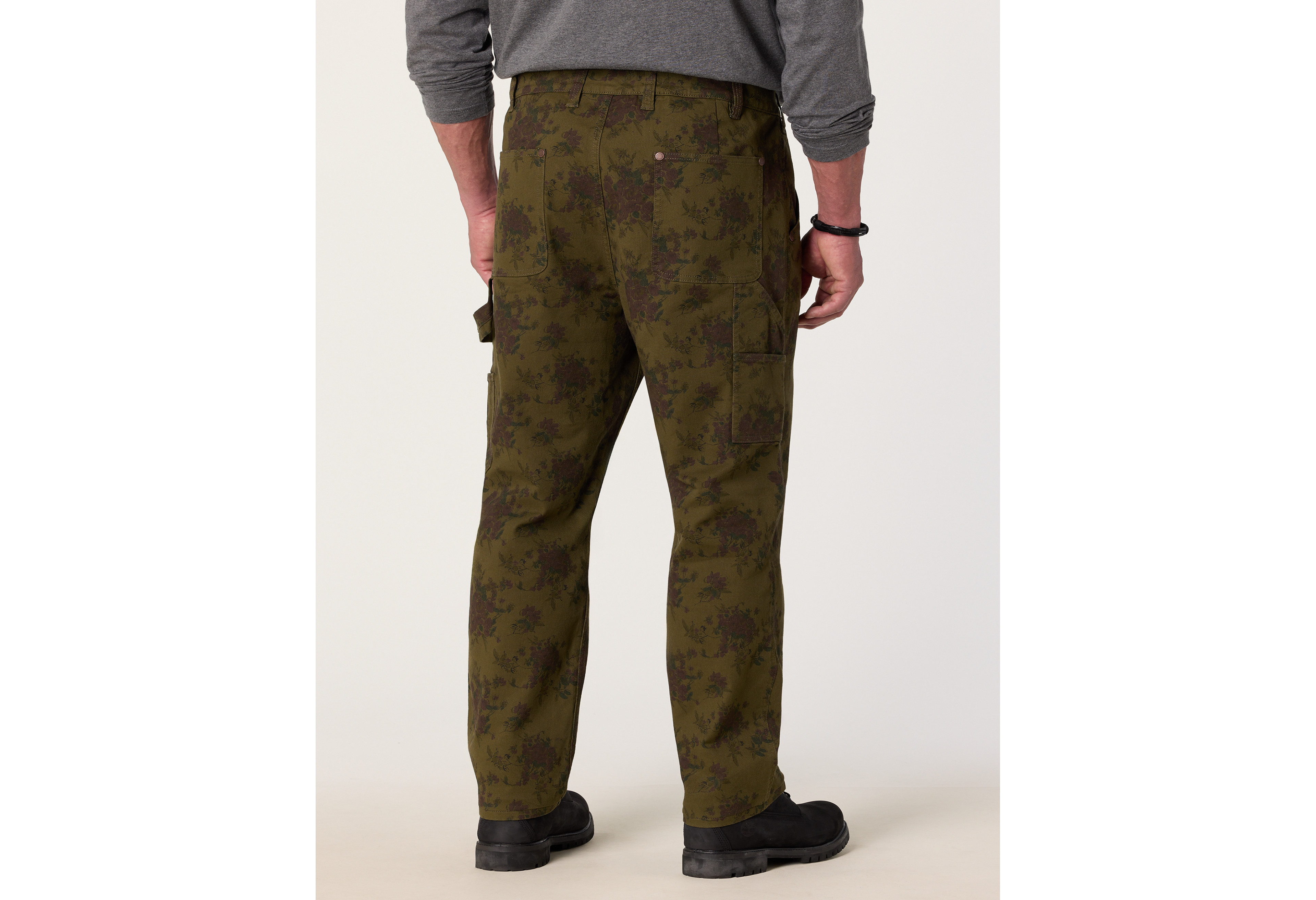 Relaxed Straight Floral Utility Jeans