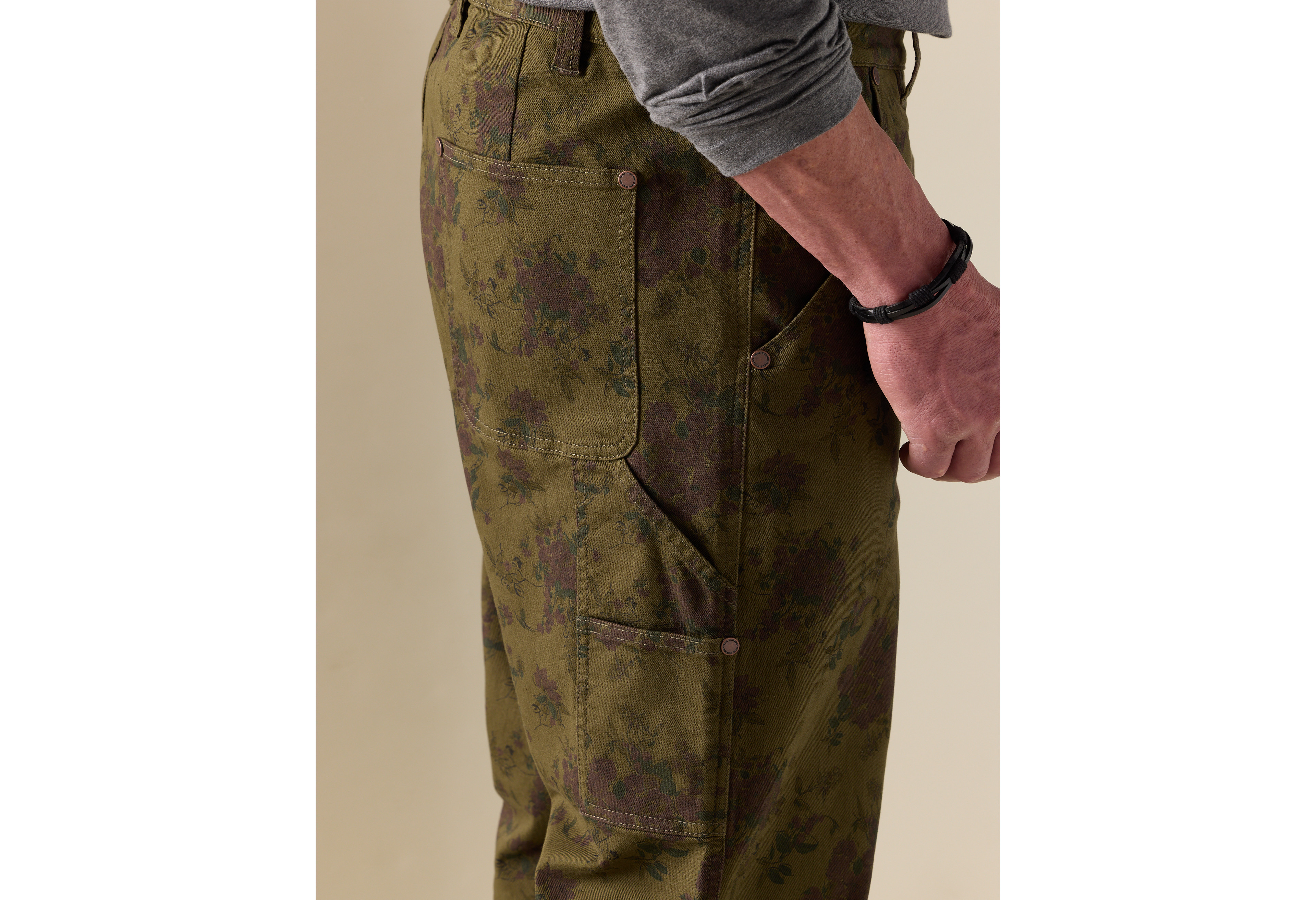 Relaxed Straight Floral Utility Jeans