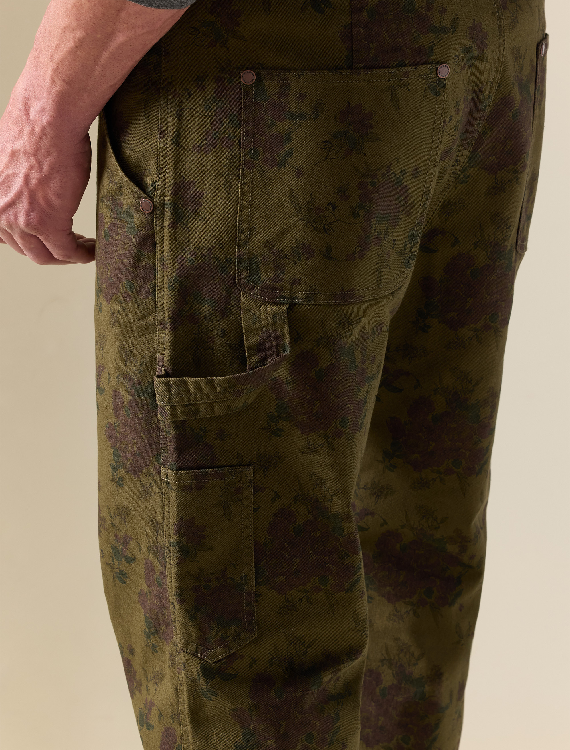 Relaxed Straight Floral Utility Jeans