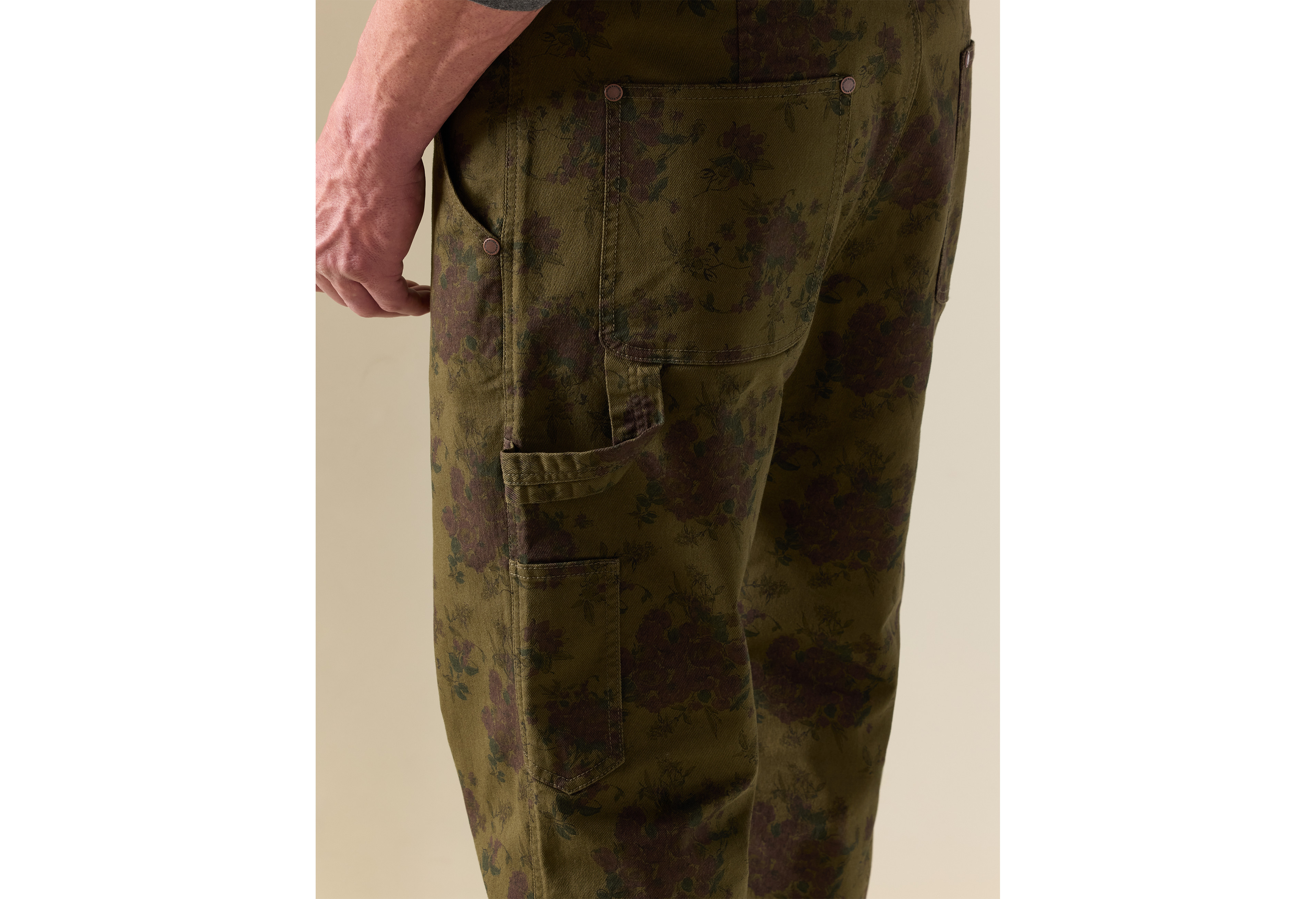 Relaxed Straight Floral Utility Jeans