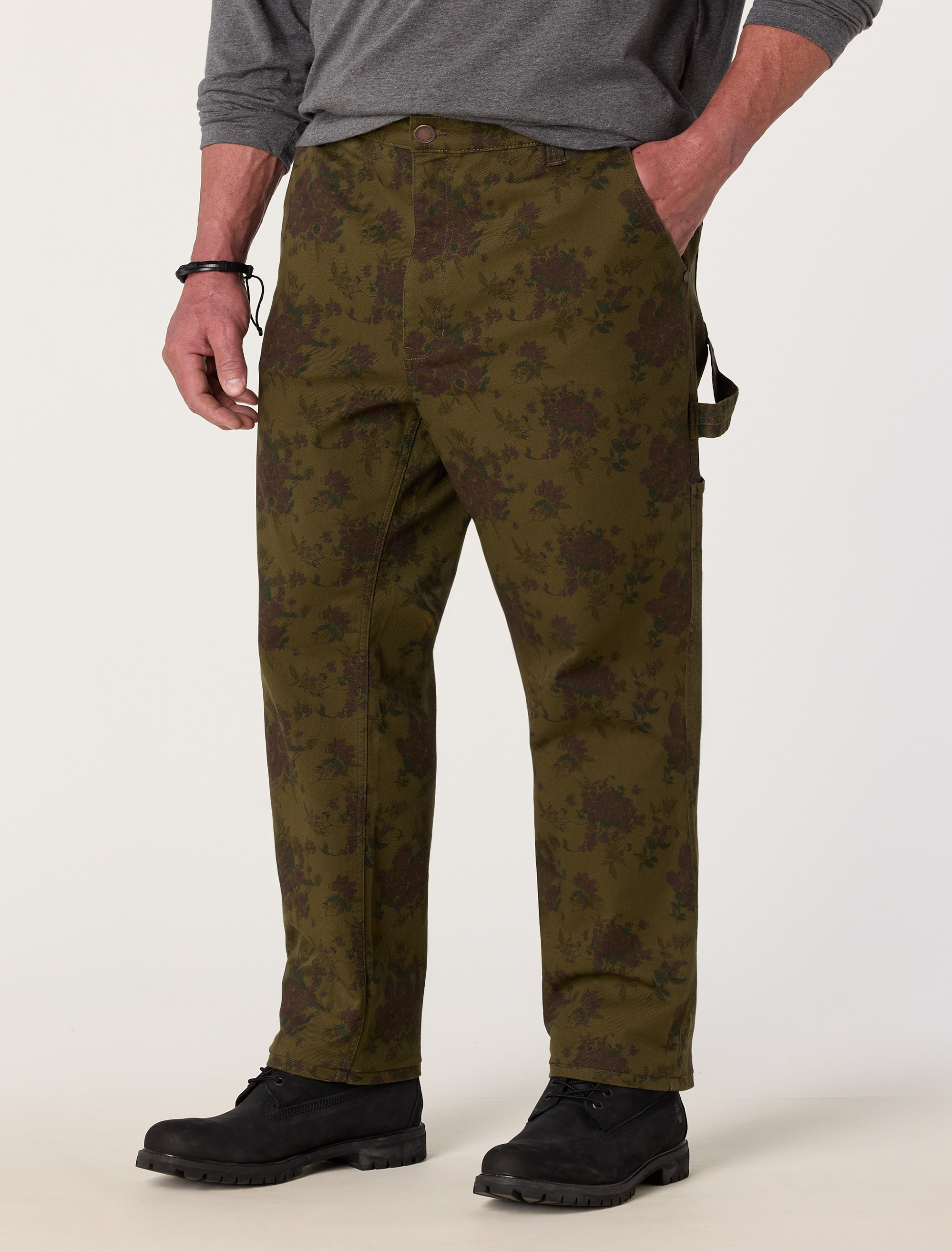 Relaxed Straight Floral Utility Jeans