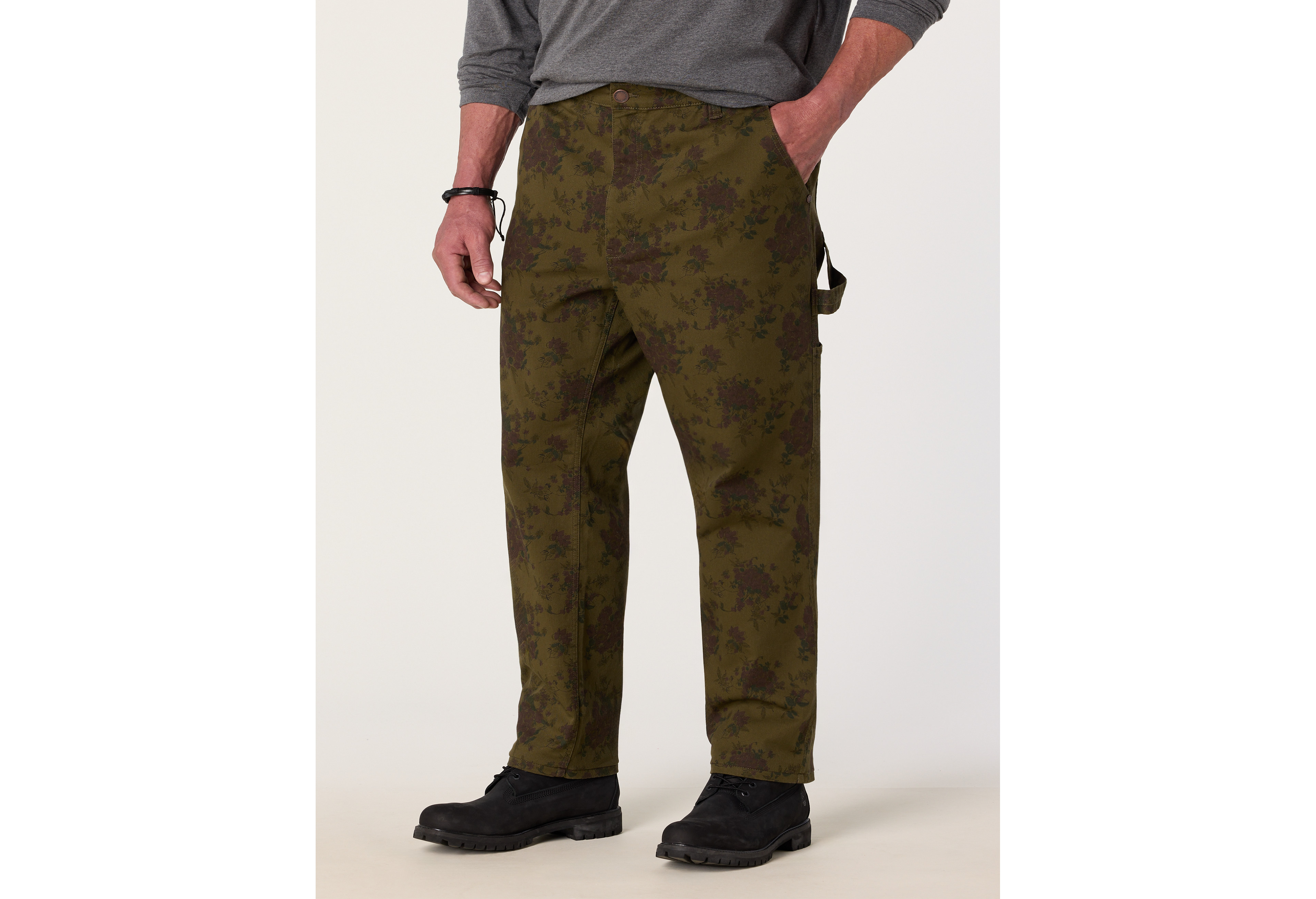 Relaxed Straight Floral Utility Jeans