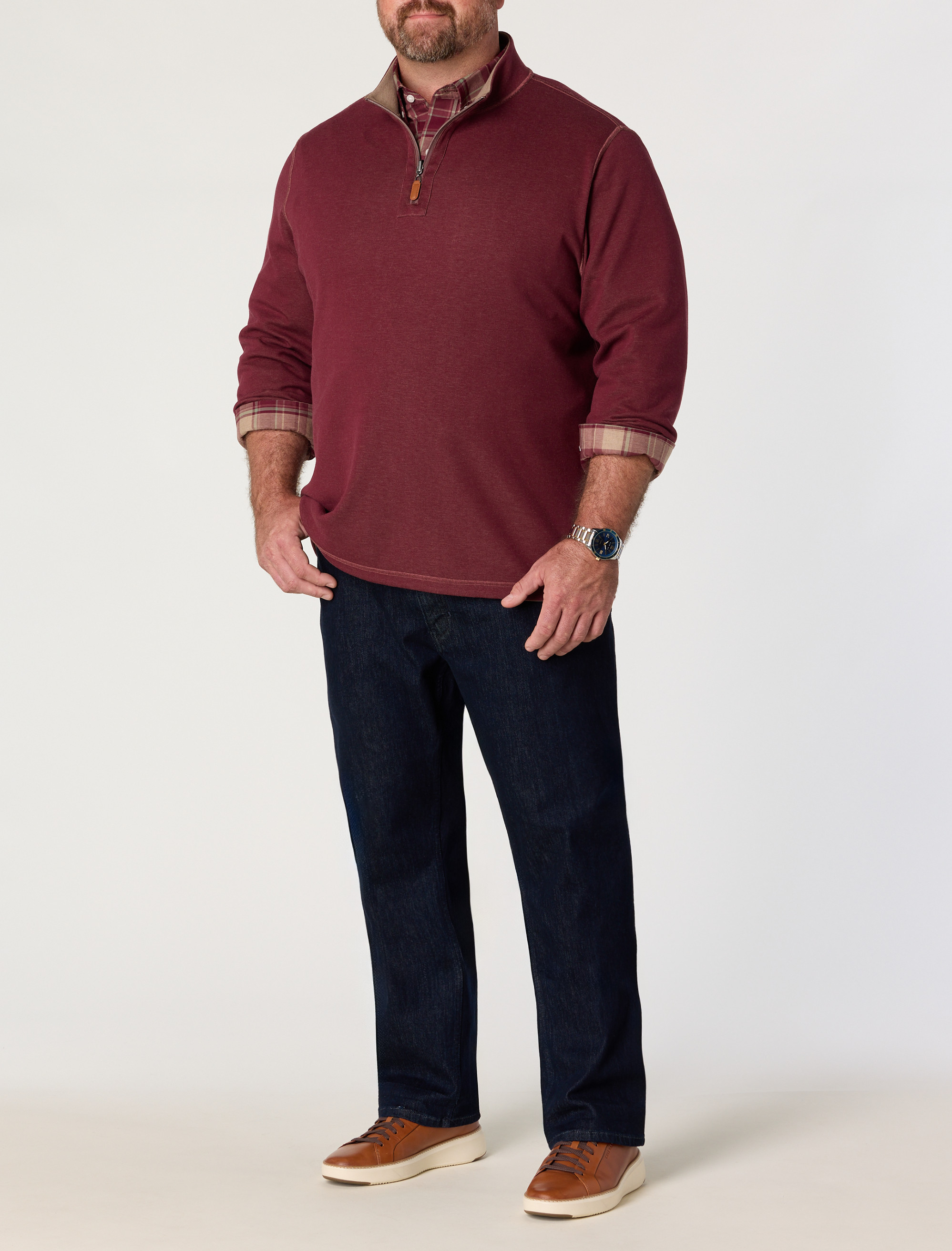 Heathered Large Plaid Sport Shirt