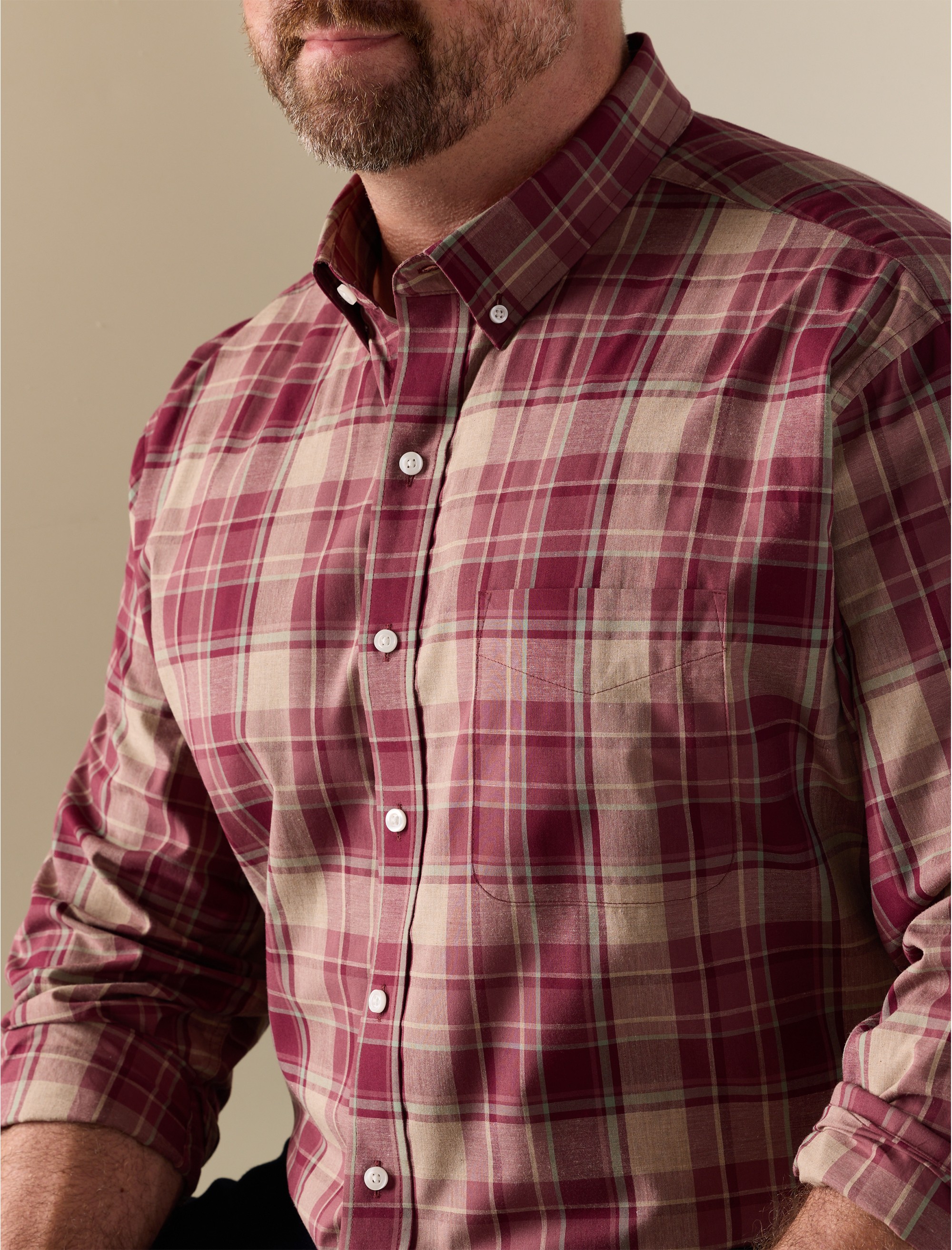 Heathered Large Plaid Sport Shirt - thumbnail 3