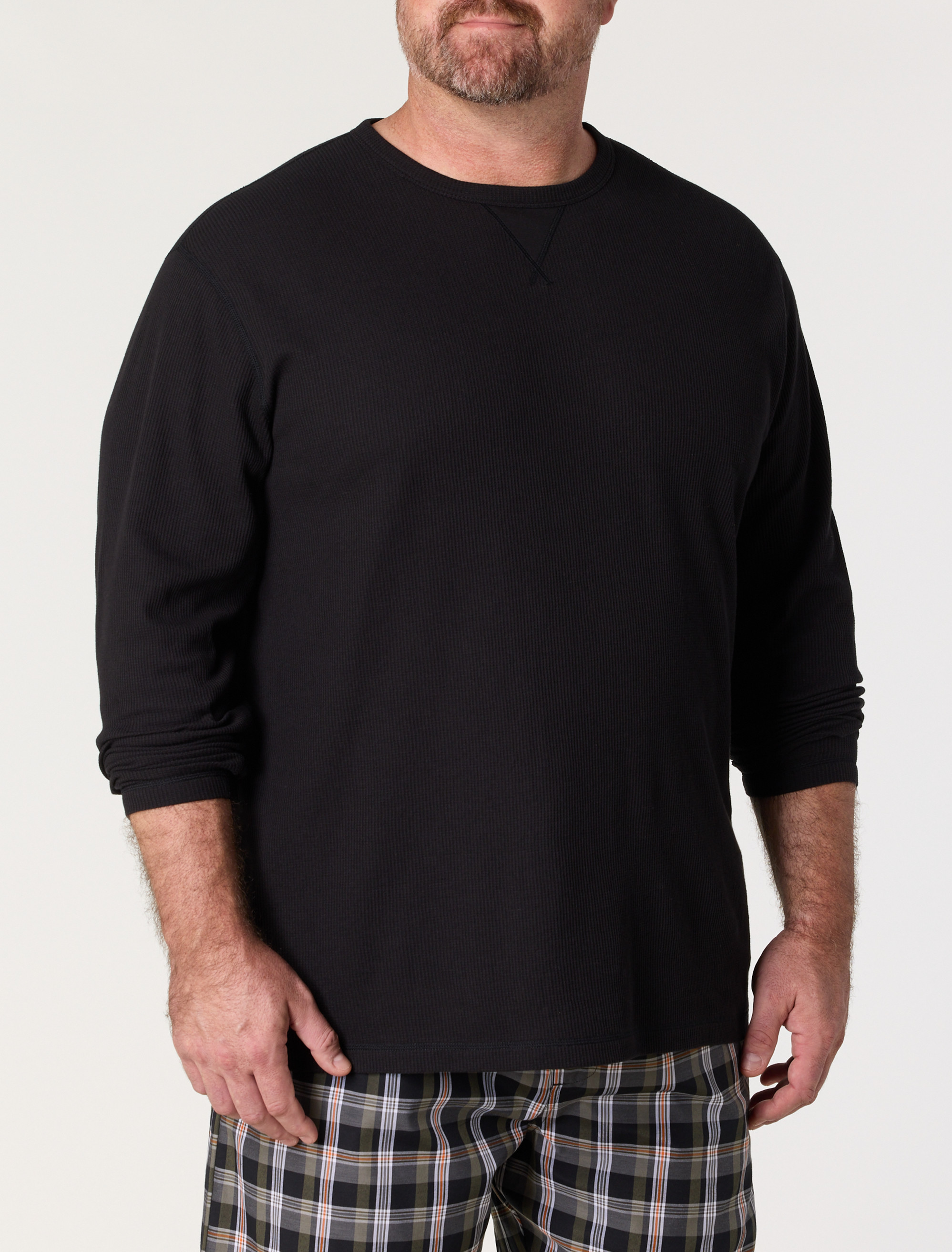 Relaxed Waffle-Knit Long-Sleeve Lounge Shirt