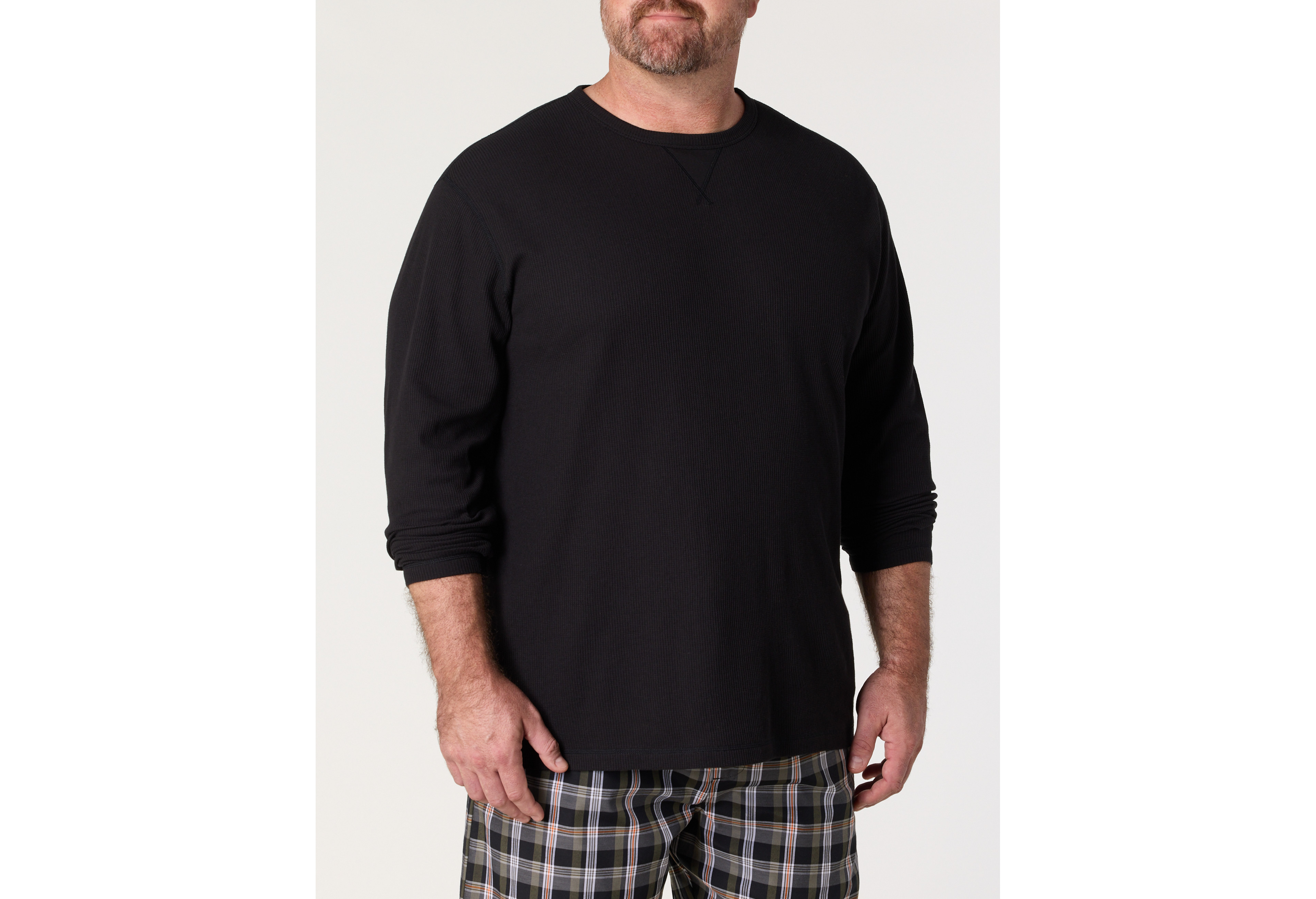 Relaxed Waffle-Knit Long-Sleeve Lounge Shirt