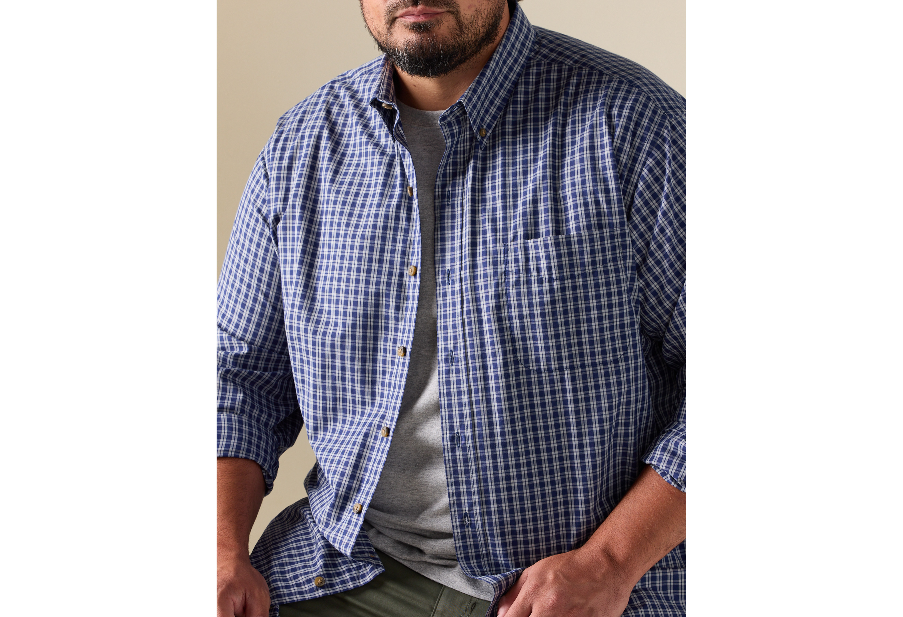Easy-Care Medium Plaid Sport Shirt
