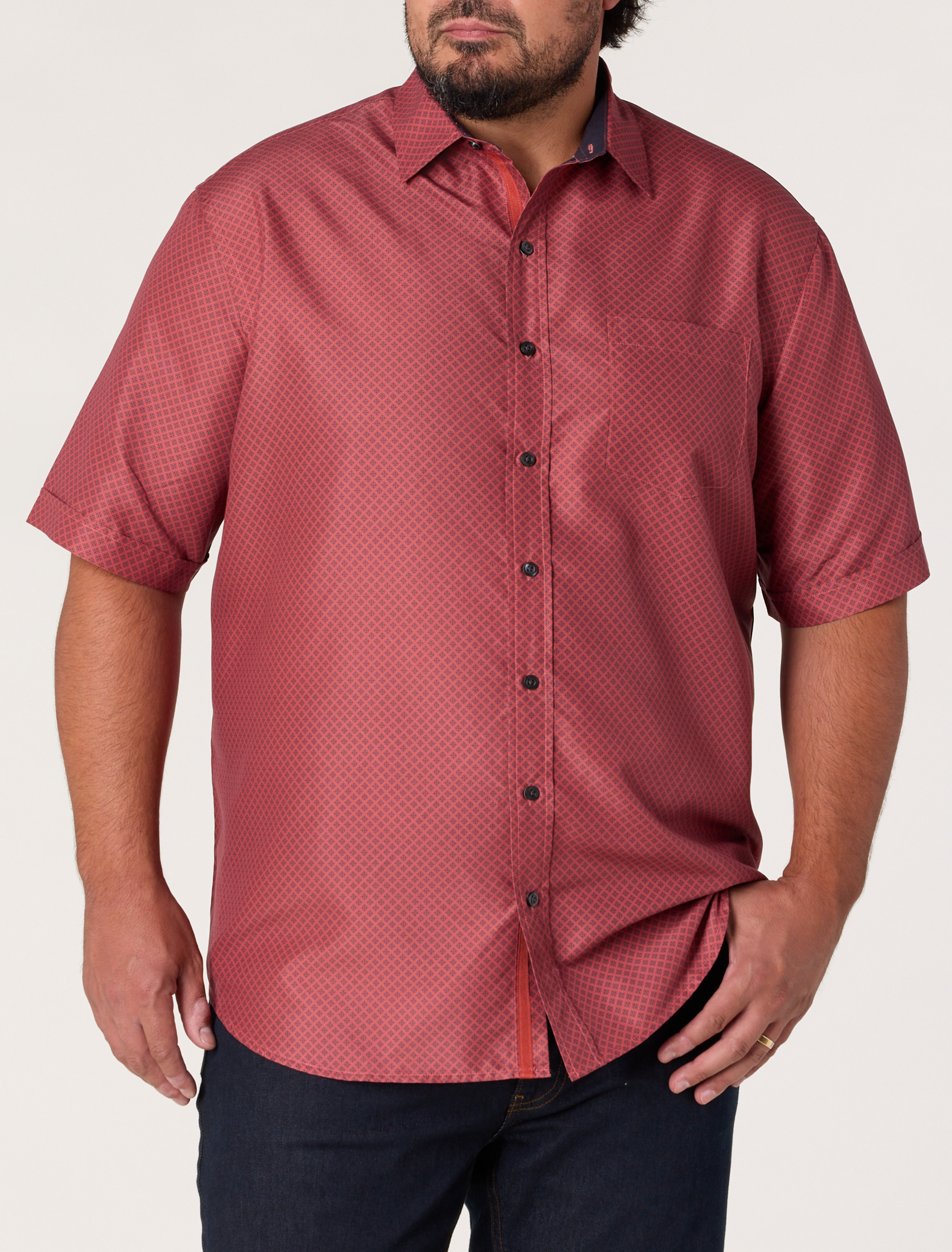 Microfiber Diamond Print Sport Shirt