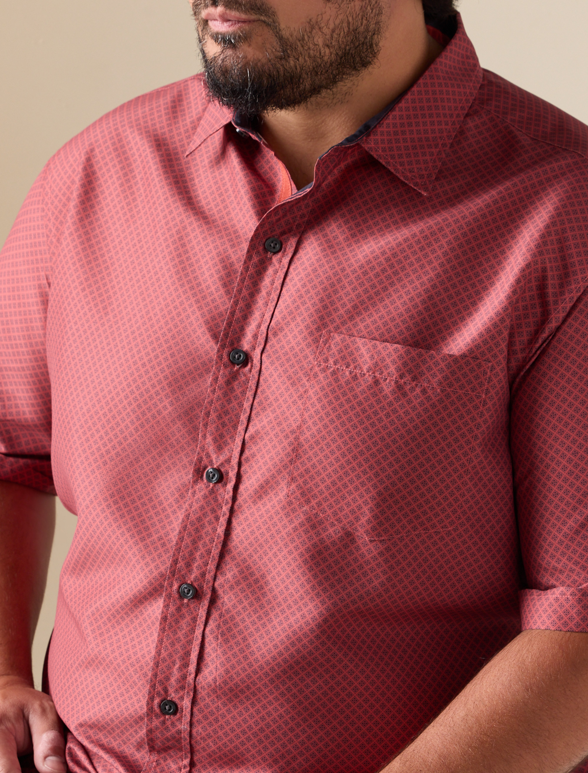 Microfiber Diamond Print Sport Shirt