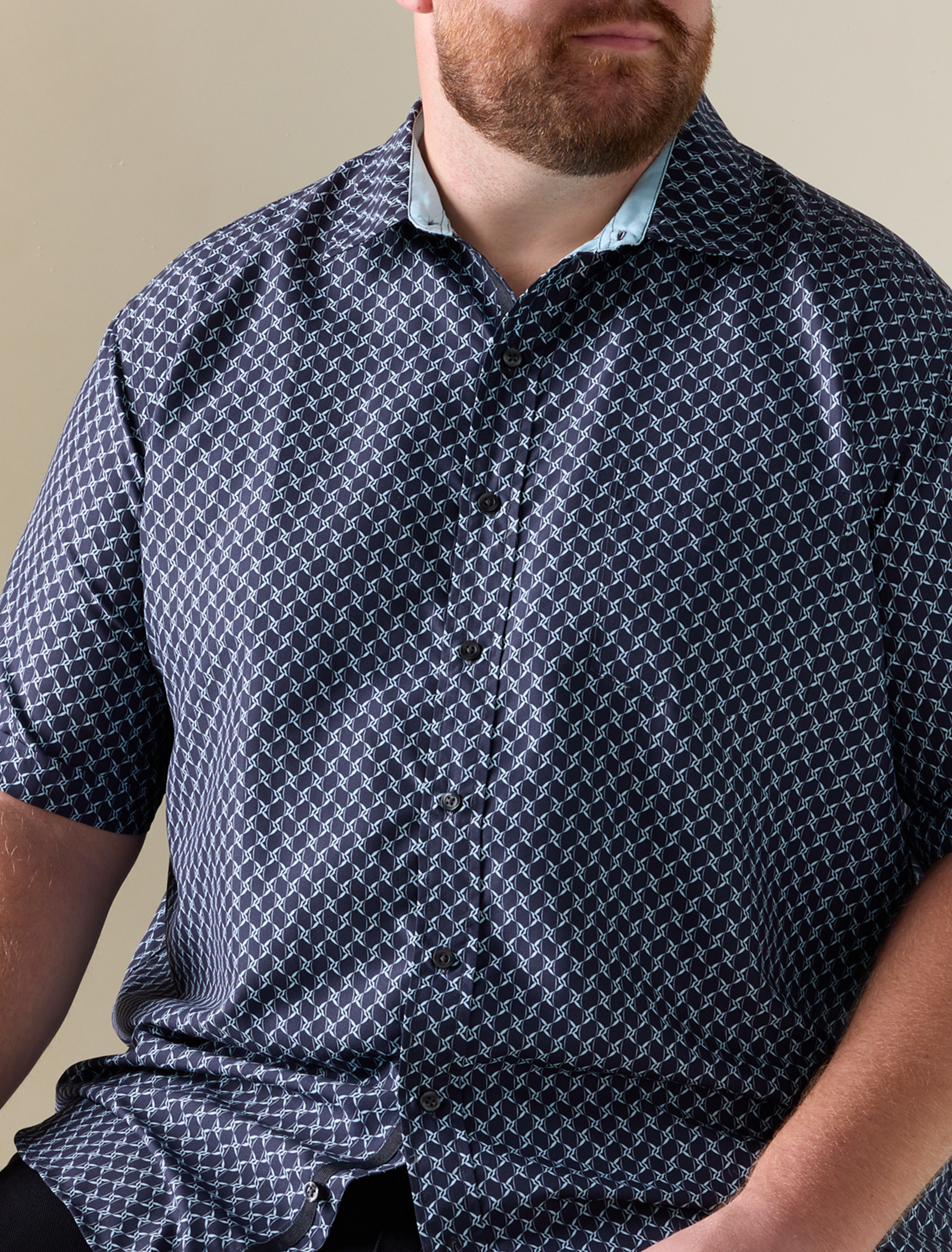 Microfiber Geometric Print Sport Shirt