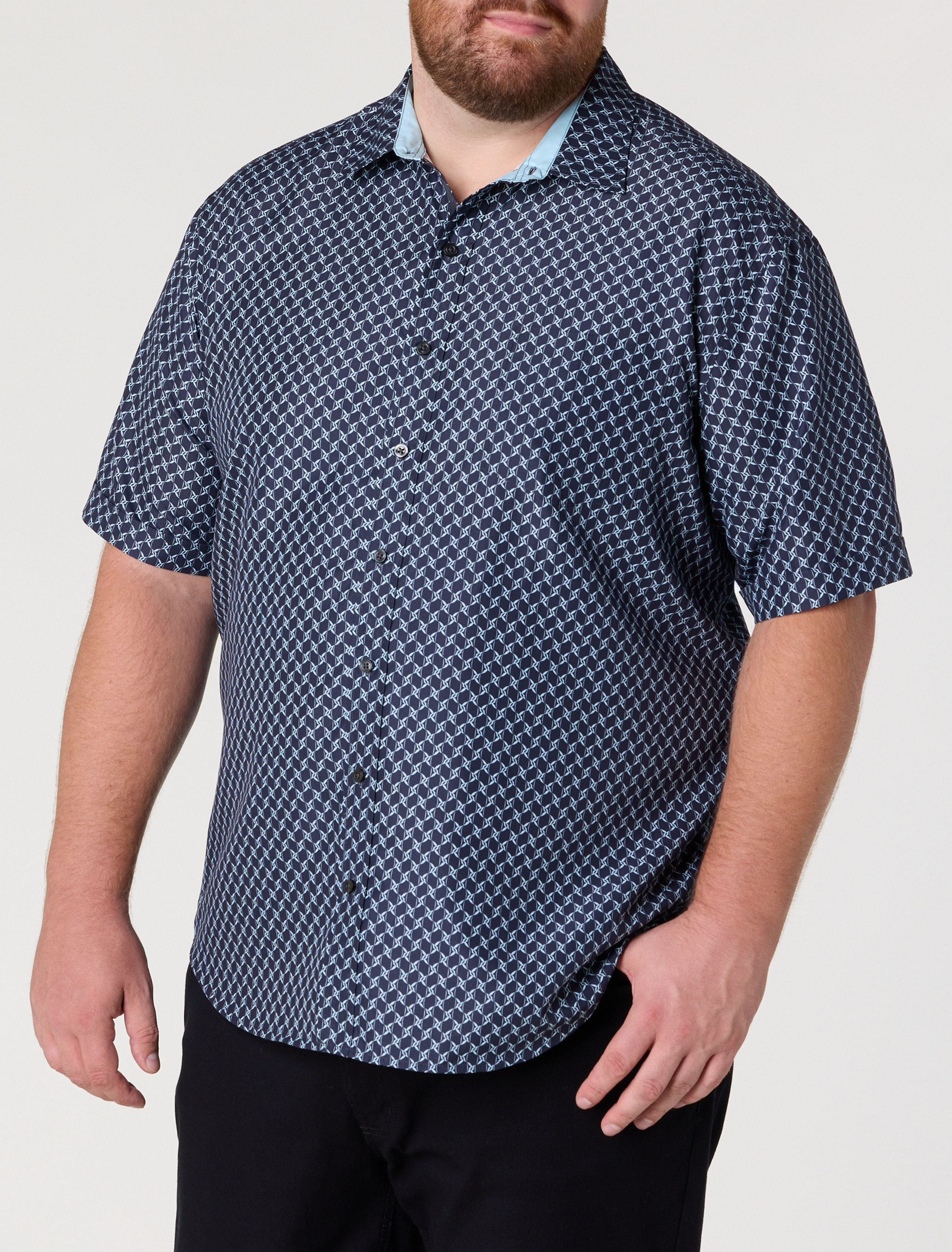 Microfiber Geometric Print Sport Shirt