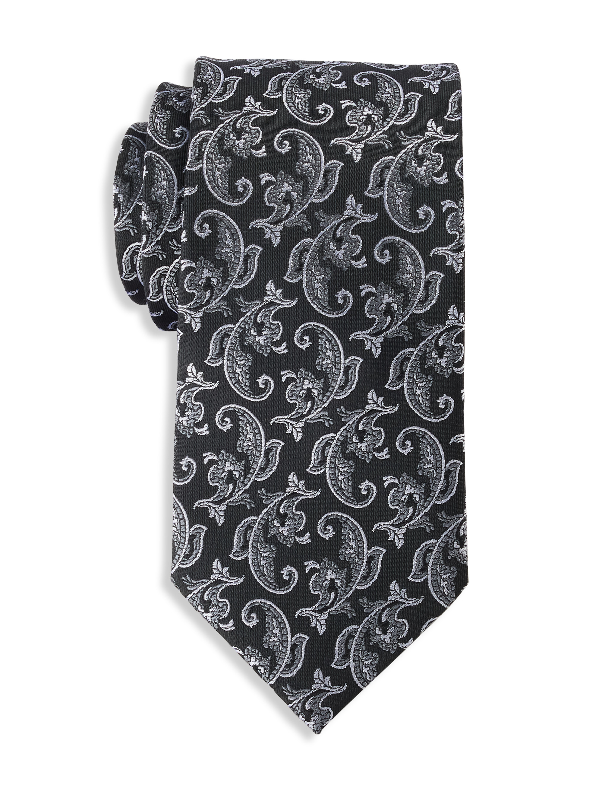 Big & Tall Men's Paisley Tie - Black