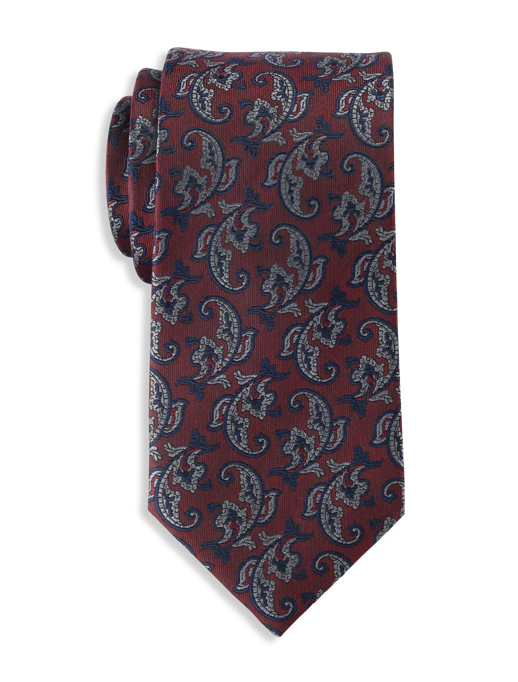 Big & Tall Men's Paisley Tie - Burgundy